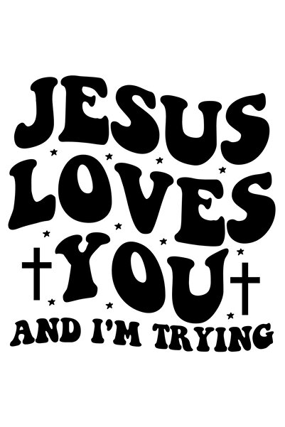 StoryGift Romania Sticker Eticheta 40CM Exterior cu 2 cruci si mesajul "Iisus te iubeste si incerc" , Vinyl Negr