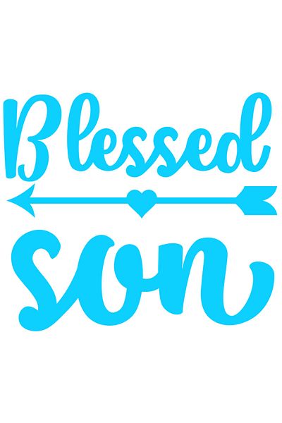 StoryGift Romania Sticker Eticheta 50CM Exterior cu inimioara si textul in engleza "Blessed son" - fiu binecuvan