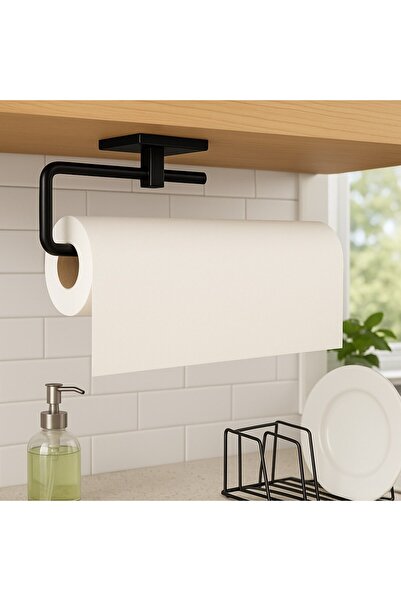 Sardıcı Adhesive Black Paper Towel Holder No Drilling with 3m Tape Remove Paste