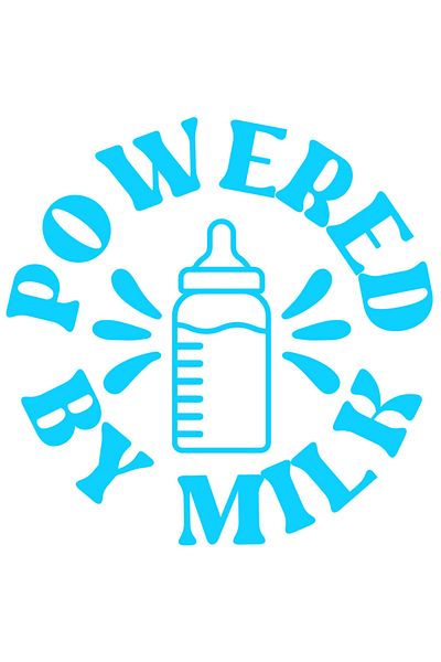 StoryGift Romania Sticker Eticheta 40CM Exterior cu textul in engleza "Powered by milk" - alimentat cu lapte bib