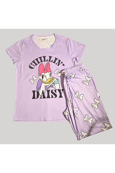 Daisy DUCK WOMENS SHORT SLEEVE PAJAMA SETS , SILKY POLYESTER