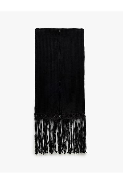 Koton Standard Waist Cotton Tasseled Midi Pencil Skirt