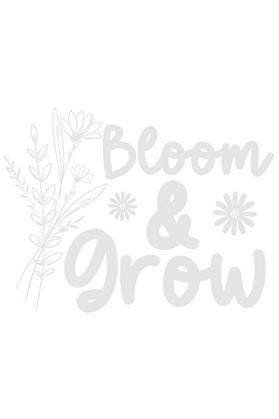 StoryGift Romania Sticker Eticheta 50CM Exterior cu ilustratie afisand niste floricele si mesajul "Bloom & grow"