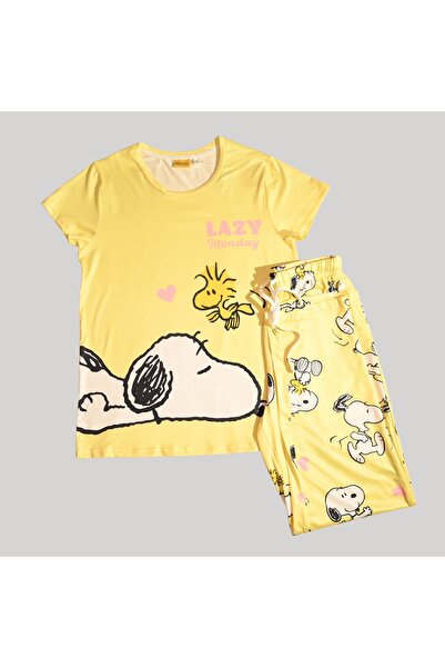 Peanut WOMENS SHORT SLEEVE PAJAMA SETS , SILKY POLYESTER