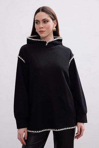 BE BLUE HORACĂ NEGRĂ CU DETALII DE BRODERIE