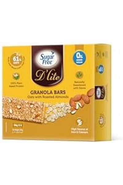 SUGAR FREE D'LITE Sugar Free D’lite Granola Bars Oats with Roasted Almonds 180g (30g x 6 pieces)