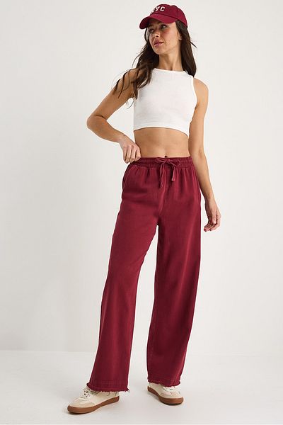 Bianco Lucci Pantaloni de vară din gabardină de bumbac, cu talie elastică, cu detaliu la picior, 60283323