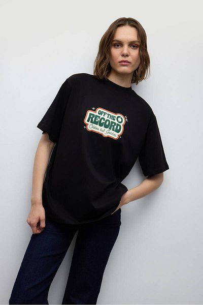 BE BLUE Τυπωμένο OFF THE RECORD T-SHIRT