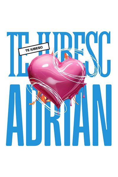 StoryGift Romania Sticker Eticheta 50CM Te Iubesc Adrian, Dragoste, Inima, Iubire, Sfantul Valentin, Dragobete,