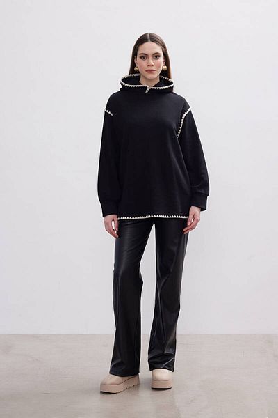 BE BLUE HORACĂ NEGRĂ CU DETALII DE BRODERIE