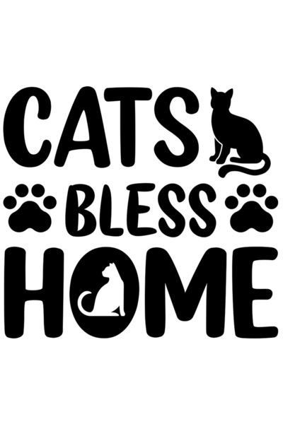 StoryGift Romania Sticker Exterior cu mesajul "Cats bless home" - pisicile bi...