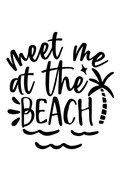 StoryGift Romania Sticker Autocolant 30CM Exterior cu palmier si mesajul "Meet me at the beach" - intalneste-ma
