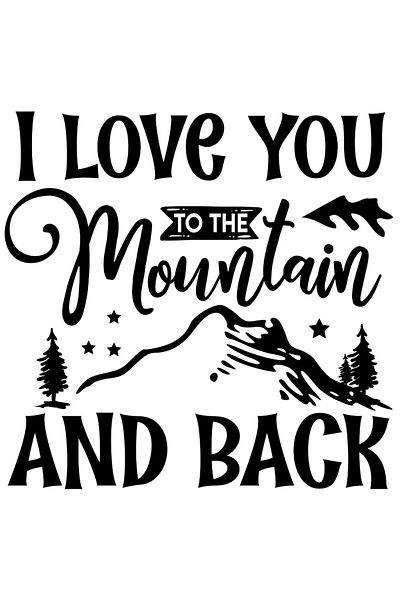 StoryGift Romania Sticker Eticheta 50CM Exterior cu munte si brazi cu mesajul "Te iubesc pana la munte si inapoi