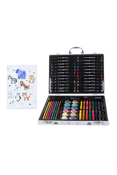 zola Set pictat si desen, gentuta de depozitare din lemn, 66 piese, 35x27 cm, alb