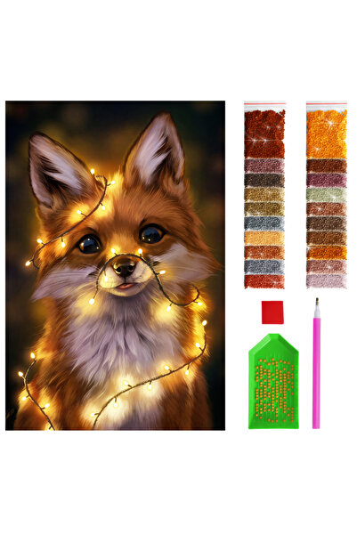 zola Diamond mosaic tapestry, fox pattern, 15 x 20 cm