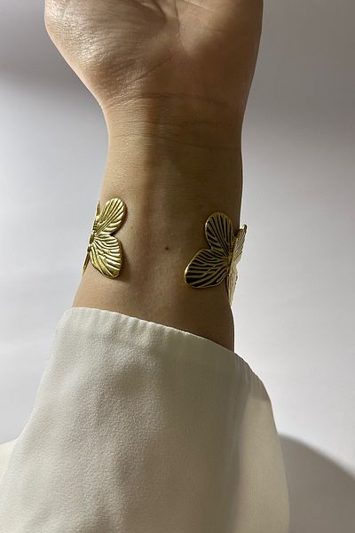 DELEIZA ACCESSORY Steel Adjustable Vintage Butterfly Gold Handcuffs