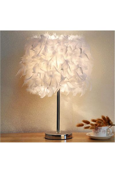 fulina Feather Shape Bedside Lamp, High Quality Feathers, Warm Atmosphere, Suitable for Living Room, Study