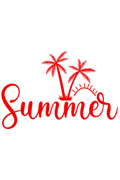 StoryGift Romania Sticker Autocolant 30CM Exterior cu palmieri si soare cu cuvantul "Summer" - vara caldura plaj