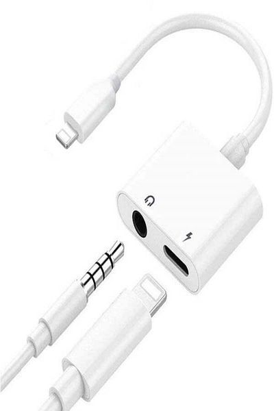 Generic 2-In-1 Car Charger And Headphone Jack For Apple iPhones White
