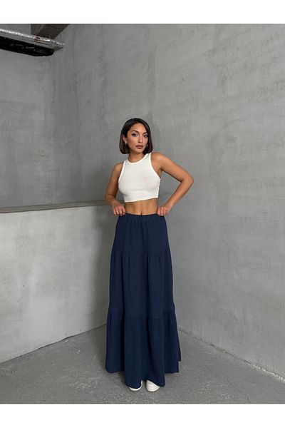 BEJNA Women's Cotton Maxi Length Muslin Skirt