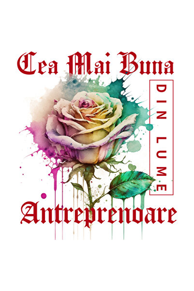 StoryGift Romania Sticker Cu Textul Cea Mai Buna Antreprenoare, Din Lume, Flo...