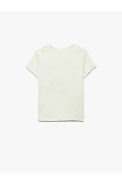 Koton Short Sleeve Crew Neck Cat Printed Cotton T-Shirt