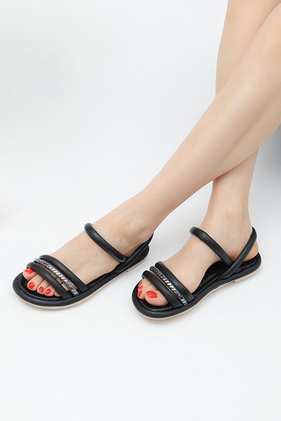 ALTUNTAŞ Orthopedic White Women's Stone Sandals Comfortable Women's Sandals Puff Sandals Anatomical Women's Sandals