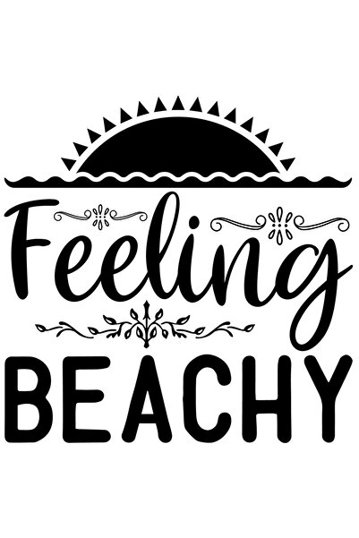 StoryGift Romania Sticker Exterior cu un rasarit pe plaja si mesajul in limba engleza "Feeling beachy" - vac