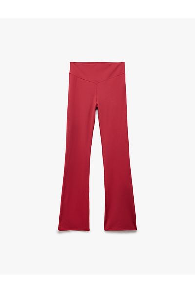 Koton High Waist Stitching Detail Slim Fit Flared Leggings Sports Leggings