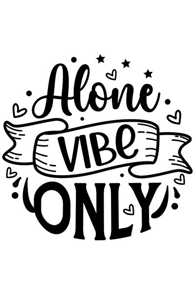 StoryGift Romania Sticker Autocolant 70CM Exterior cu inimioare si textul in engleza "Alone vibe only" - doar vi