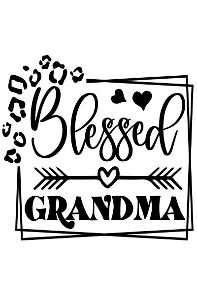 StoryGift Romania Sticker Eticheta 40CM Exterior cu inimioare si textul in engleza "Blessed grandma" - bunicuta