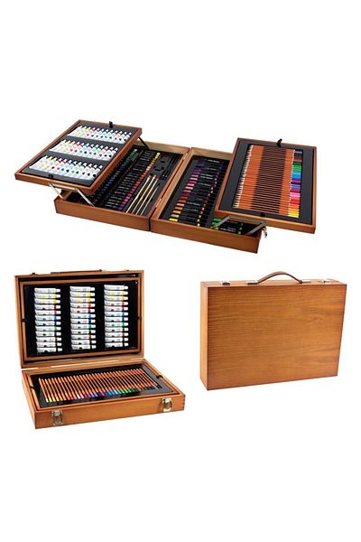 zola Set pictura si desen 174 piese, gentuta din lemn, complet pentru micii artisti, 44.5x31x9.6 cm