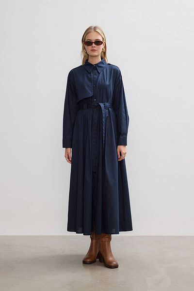 BE BLUE Βαμβακερό φόρεμα Navy Blue Trench