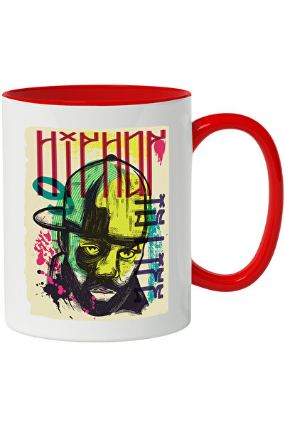 StoryGift Romania Cana Cu Ilustratie Abstracta, Barbat, Sapca, Barba, Poster,...