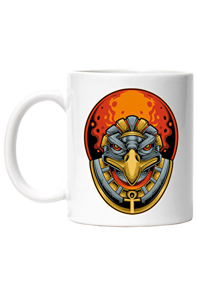 StoryGift Romania Cana Cu Cap De Cultur, Flacari, Soare, Ankh, Bandana, Multicolor 330 ml, Ceramic, Cu Maner Alb