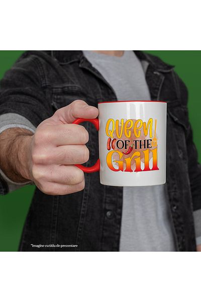 StoryGift Romania Mug with the message "Queen of the grill", grill queen, cooking, illustration, piece, With ,STG