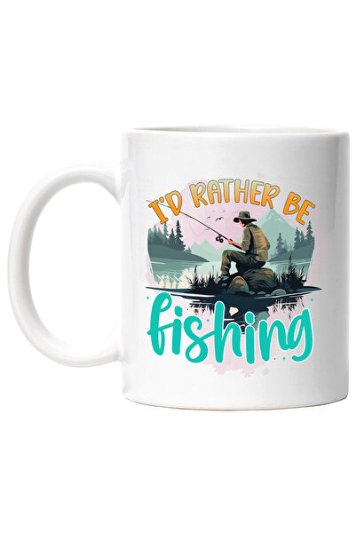StoryGift Romania Cana cu un pescar cu mesajul "I'd rather be fishing", ilust...