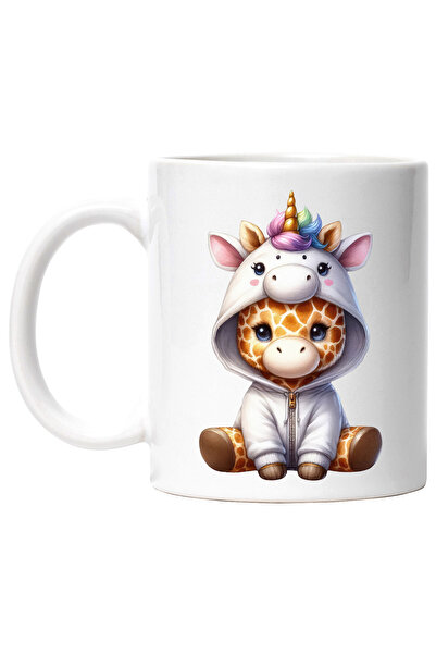 StoryGift Romania Cana cu un pui de girafa, ilustratie, costum de unicorn, pe...