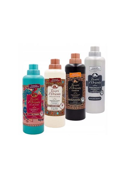 Tesori d'Oriente Set of 4 Laundry Conditioners 760 Ml, Ayurveda, Byzantium, Hammam, Muschio Bianco