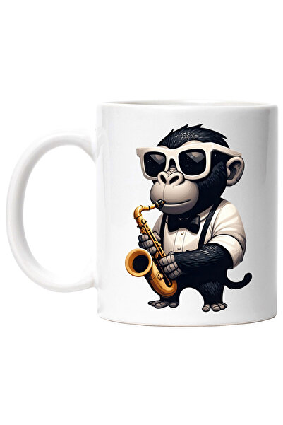 StoryGift Romania Cana cu un cimpanzeu care canta la saxofon, ilustratie, muz...