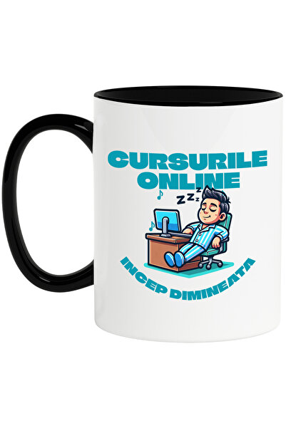 StoryGift Romania Cana cu Barbat In Pijama La Birou Dormind Text Cursurile On...