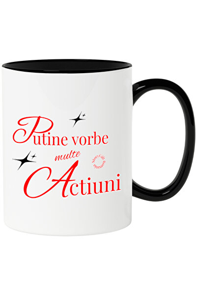 StoryGift Romania Cana Text Motivational Putine Vorbe Multe Actiuni, 330ml, C...
