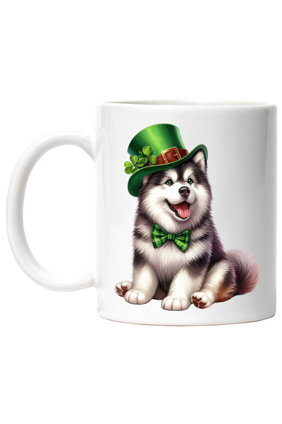 StoryGift Romania Cana cu un catel Husky cu palarie verde | ilustratie | bucu...