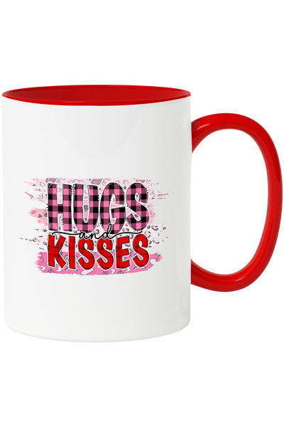 StoryGift Romania Cana cu mesajul "Hugs and Kisses", rosu, roz, inimioare, Va...