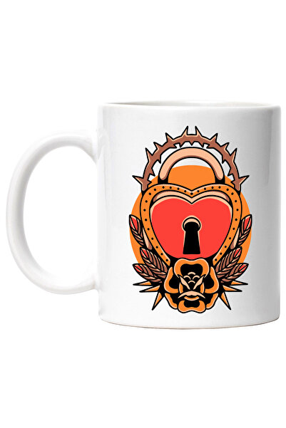 StoryGift Romania Cana Cu Inima, Lacat, Tepi, Pene, Floare, Frunze, Multicolo...