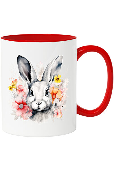 StoryGift Romania Cana cu un iepure serios | ilustratie | abstract | flori | ...