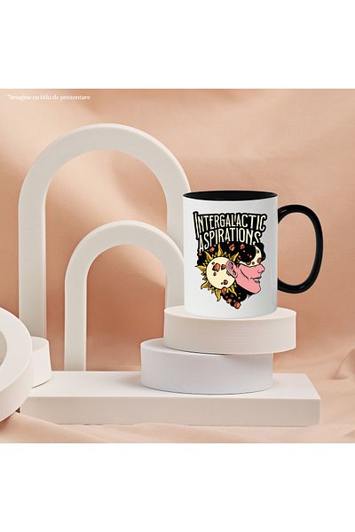 StoryGift Romania Mug With Message In English Intergalactic Aspirations, Sun, Multicolor 330 ml, Ce, Cu