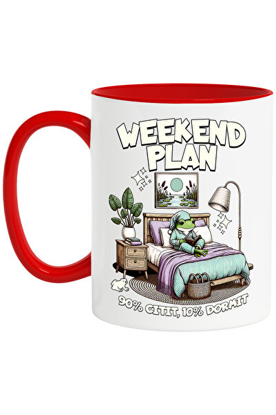 StoryGift Romania Mug Frog Loves Reading Weekend Plan 90% Read, 330ml, Cerami...