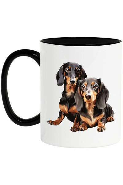 StoryGift Romania Cana cu 2 catei Dachshund, ilustratie, bucurie, curiosi, ju...