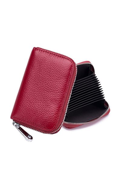 OEM Card wallet, Vienod, RFID, Genuine leather, Red
